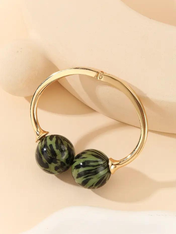 Bracelet en acrylique ouvert avec perles doubles sphériques