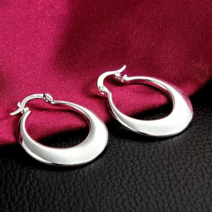 Boucles d'oreilles rondes en argent Sterling 925 pour femmes, élégantes, 3cm, croissant de créativit
