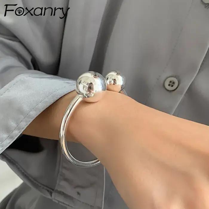Bracelet Foxanry Minimaliste à la Mode Plaqué Argent avec Zircone Cubique Cadeau d'Anniversaire et Occasions Spéciales Femme