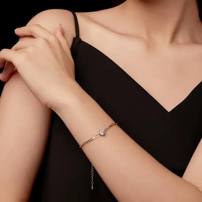 Bamoer U 1CT – Bracelet en Moissanite en argent Sterling 925