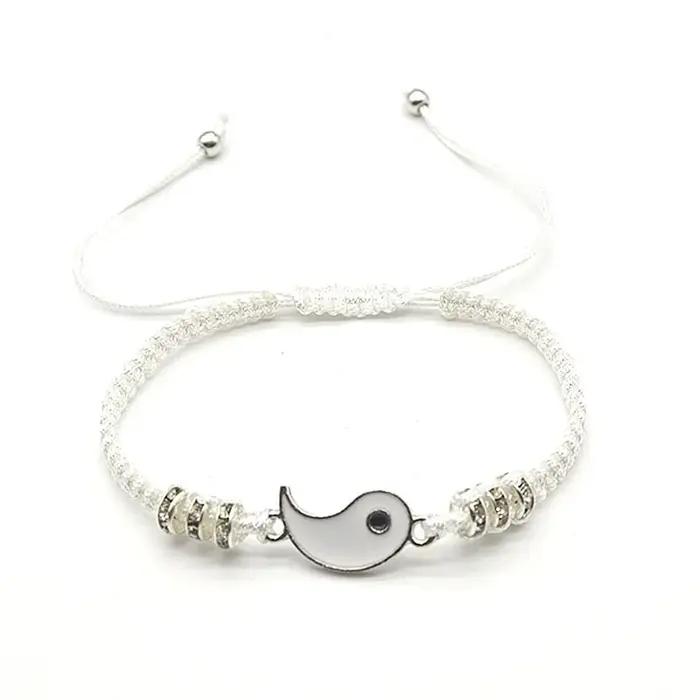 Couple Bracelets anneaux Yin Yang Tai Chi alliage pendentif réglable tresse chaîne collier correspon