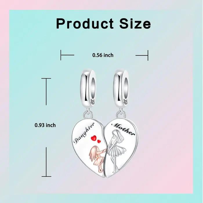 Breloques d'amour en argent sterling 925 pour mère