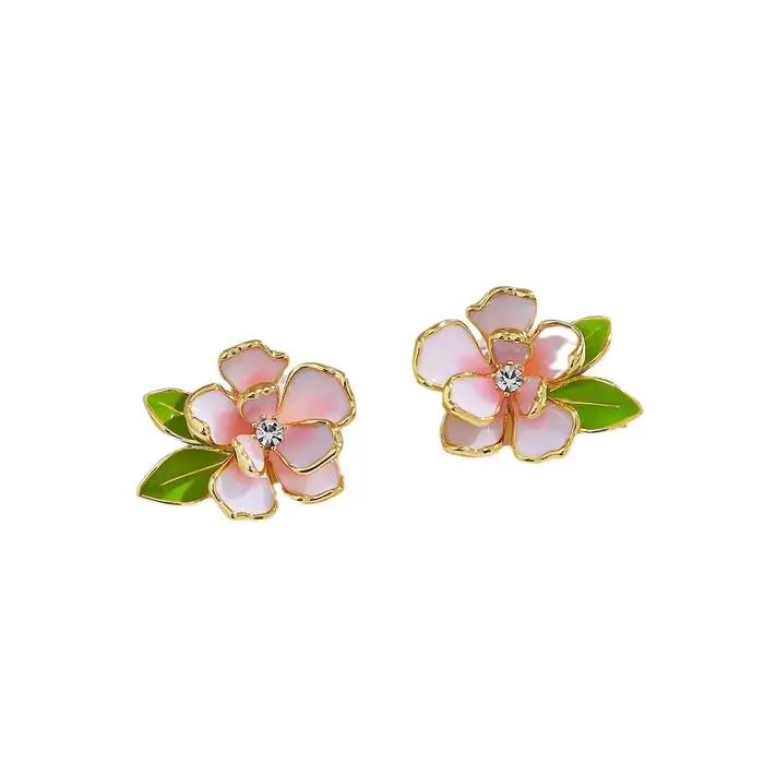 Boucles d oreilles élégantes en émail camélia rose rouge design unique style vintage bijoux pour femmes occasions spéciales