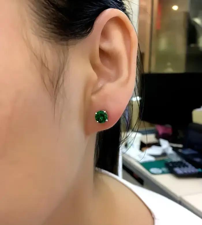 Véritable 925 argent Sterling émeraude bijoux pierre précieuse pour les femmes Aros Mujer Oreja