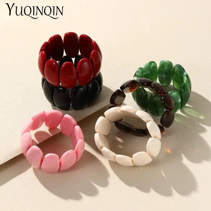 Bracelets fantaisie en résine perlée pour femmes et filles