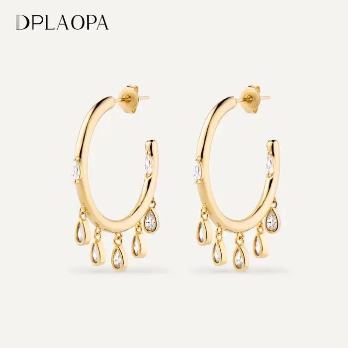 DPLAOPA 925 argent Sterling or 25MM goutte poire cerceaux cercle Piercing femmes luxe bijoux fins 2023