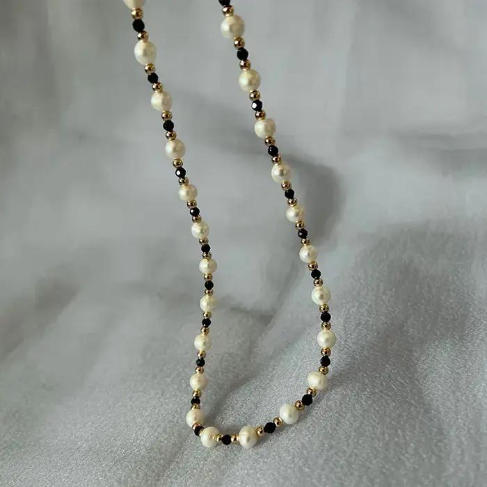 Collier de Perles d'Eau Douce Naturelles en Acier Inoxydable