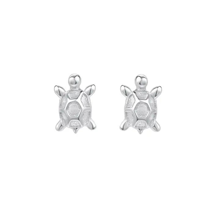 INZATT réel 925 en argent Sterling tortue Mini boucles d'oreilles pour les femmes mignon Animal bijoux fins accessoires minimalistes