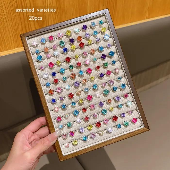 20 styles à la mode et simples avec une bague ouverte de couleur aléatoire adaptée à un usage quotid