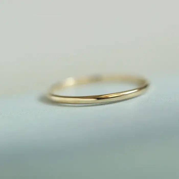 Bague fine minimaliste en argent Sterling 925 plaqué or 14 carats pour femmes