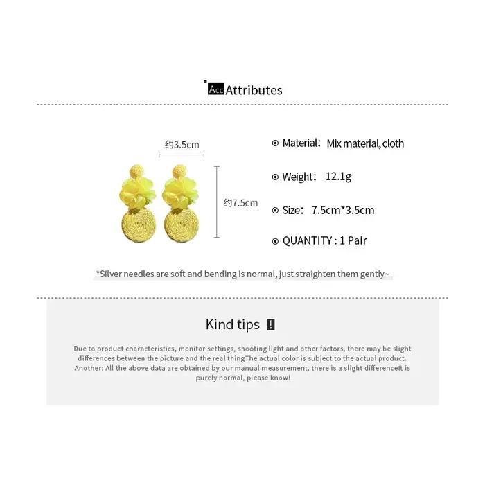 Boucles d'oreilles pendantes en tissu de raphia pour femme