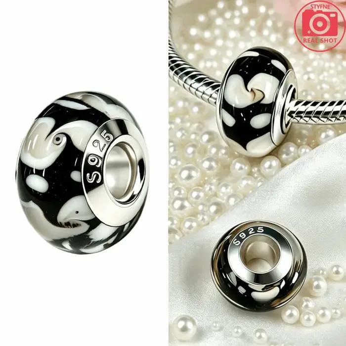 Breloque en verre de Murano en argent S925