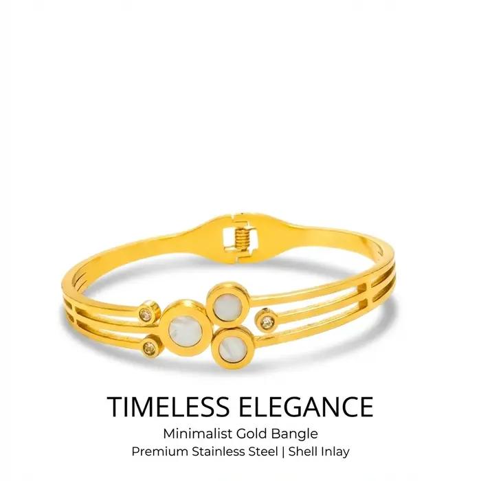 Bracelet ouvert doré, bracelet classique en acier inoxydable pour femme
