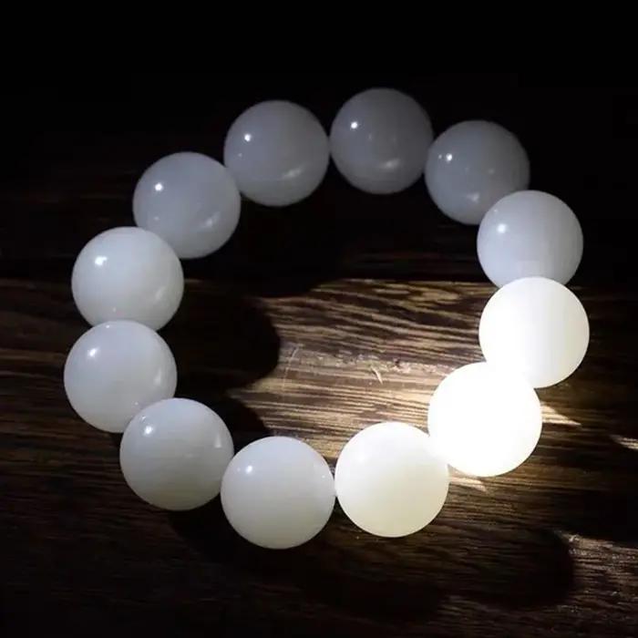 Bracelet en Jade blanc naturel pour hommes et femmes