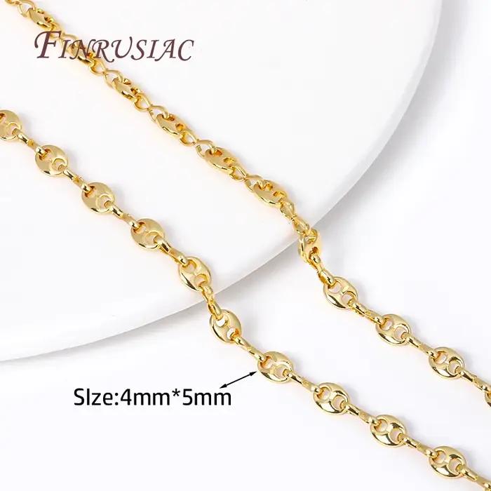 Chaîne de grains de café Hip Hop plaquée or 18 carats, chaînes de nez de cochon en métal de haute qualité pour la fabrication de bijoux faits à la main de collier à faire soi-même