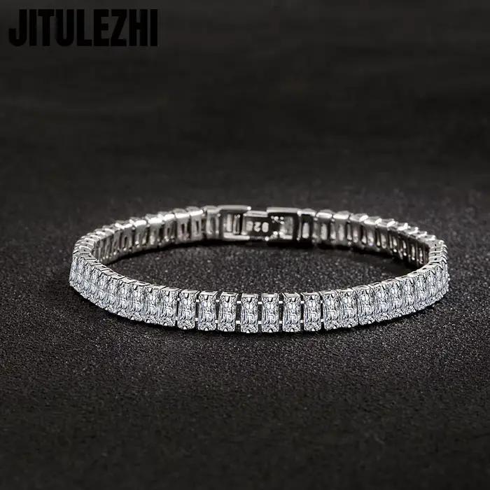 Bracelet en argent regardé Chim925 pour femme et fille, bijoux glamour unisexes, bracelet en cristal