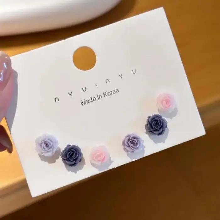 Boucles d'oreilles à fleurs roses pour femmes et filles