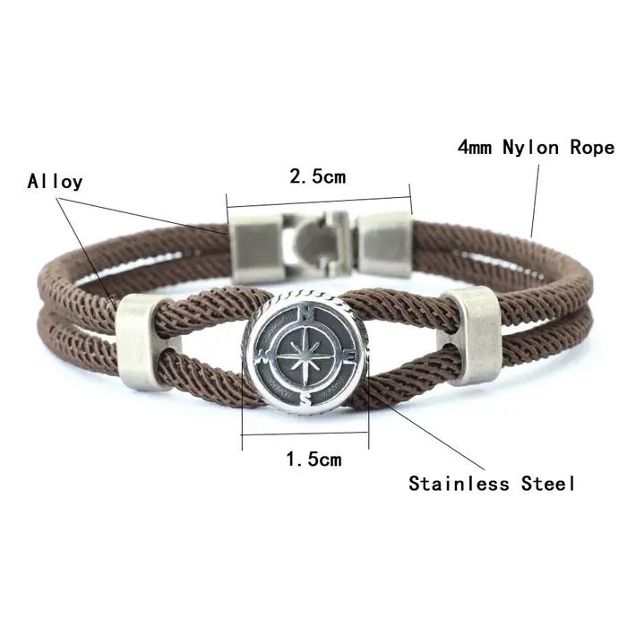 Nouveau Bracelet boussole homme Viking corde nautique Braslet