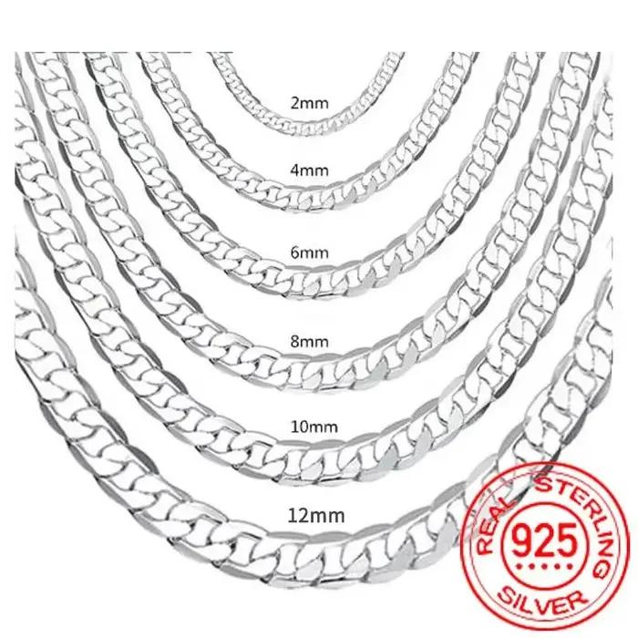 Collier en argent Sterling 925 classique pour hommes et femmes chaîne faciale fermoir à homard bijou d'occasions spéciales partys et événements formels