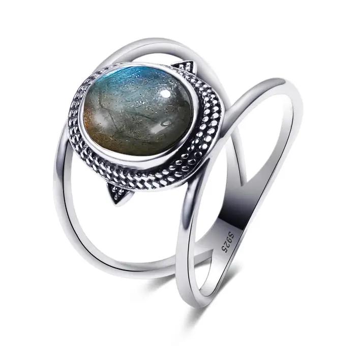 Bagues de luxe en argent S925 pour femmes, Kyanite naturelle, bijoux Vintage en pierres précieuses