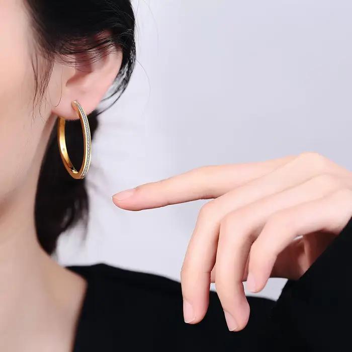 Boucles d'oreilles créoles en diamant Moissanite pour femmes