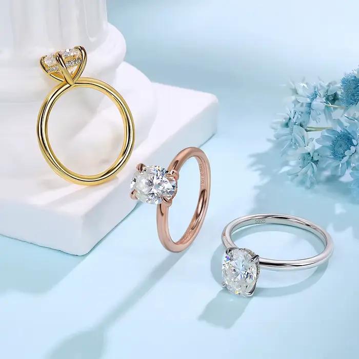 Bague personnalisée en argent sterling sertie de moissonite pour femmes, occasion spéciale, romantique, alliance de mariage, ajustement parfait