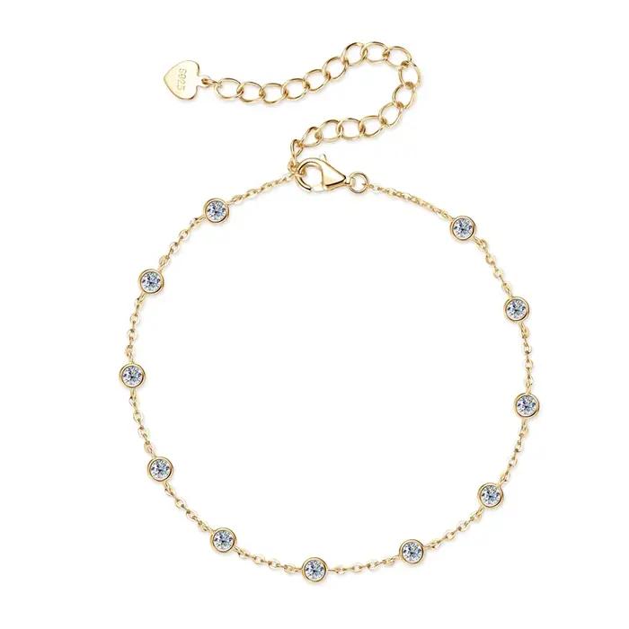 Bracelet en argent sterling serti de moissanite pour femmes occasions spéciales engagement romantique élégant à offrir