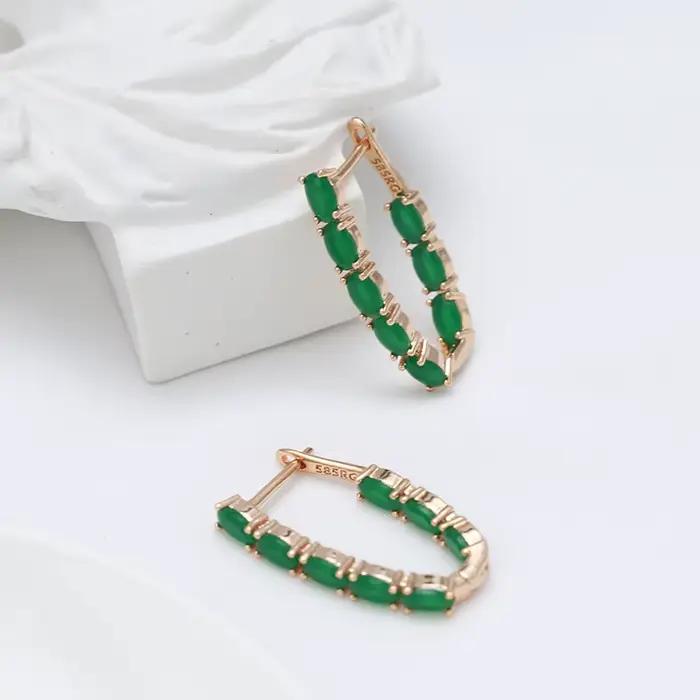 SYOUJYO – boucles d'oreilles longues en Zircon naturel vert pour femmes