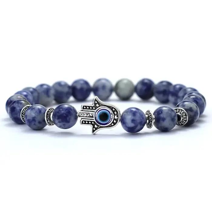 Bracelet mauvais œil homme femme Vintage couleur argent Fatima main