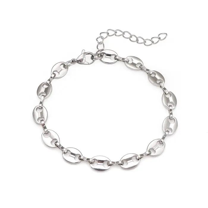 Bracelet chaîne en acier inoxydable motif grains de café pour femmes