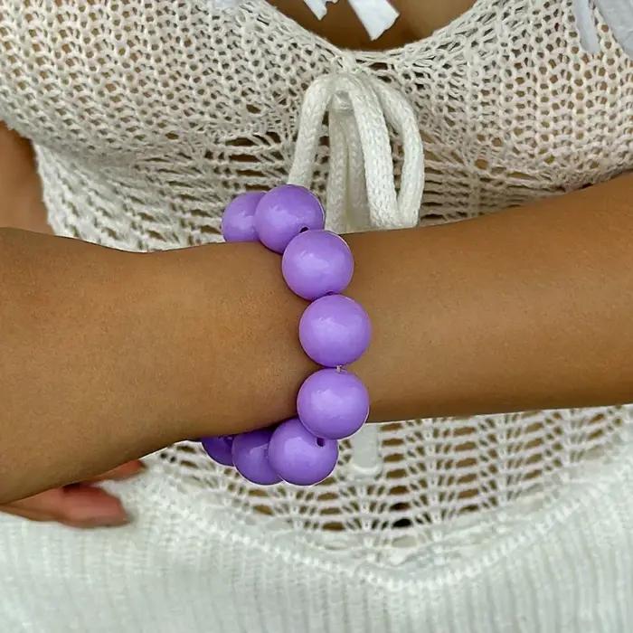 Bracelets colorés en grosses perles pour femmes, personnalité Punk en résine, accessoires de bijoux