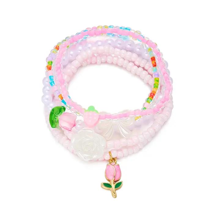 Ensemble de bracelets délicats à fleurs et perles pour femmes