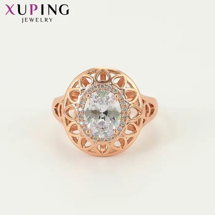 Bague de mariage en cuivre plaqué or rose avec pierre précieuse artificielle blanche pour femmes occasions spéciales et anniversaires