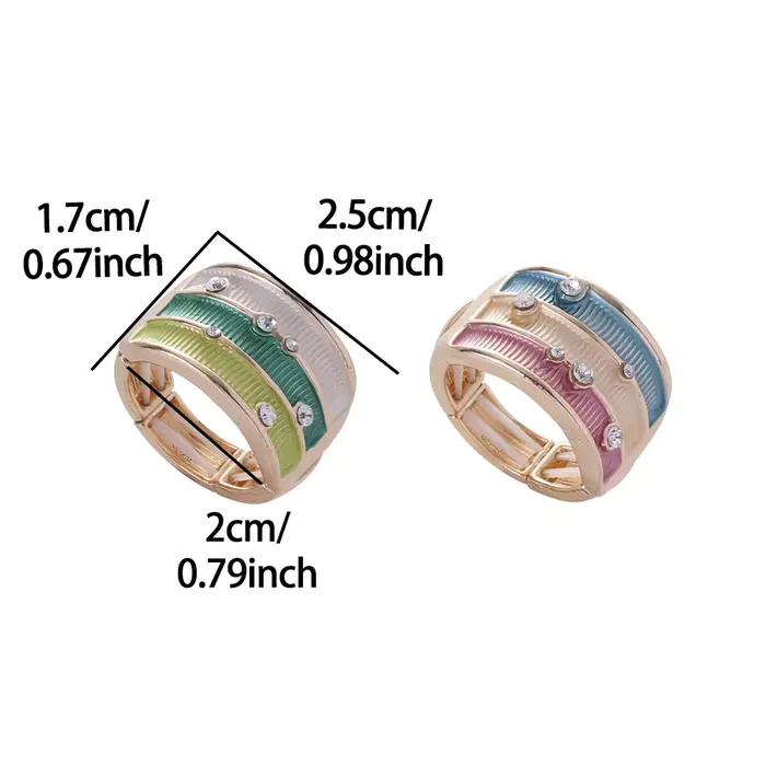 Bague géométrique rétro réglable en alliage de zinc avec strass blanc ou kaki pour femmes occasions spéciales et quotidiennes
