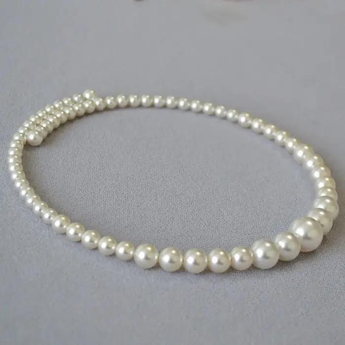 Collier ras du cou rond français élégant en perles artificielles