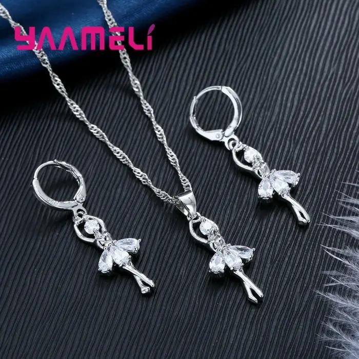 Ensemble de bijoux en zircone cubique et argent sterling pour femmes, colliers et boucles doreilles pour mariages et fêtes