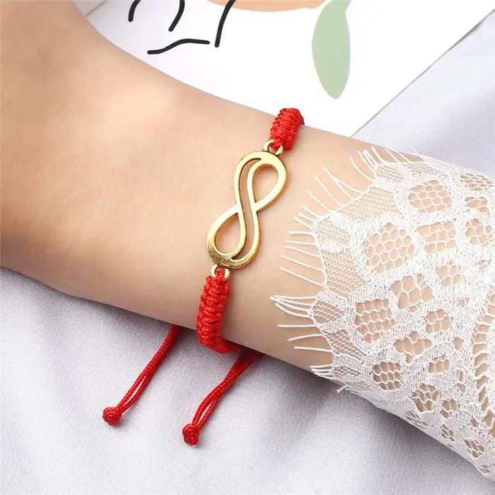 Bracelet Infinity tressé réglable pour couples, hommes et femmes, fait main, avec breloques, bijou de mode et décontraction pour mariage, engagement, fête et anniversaire