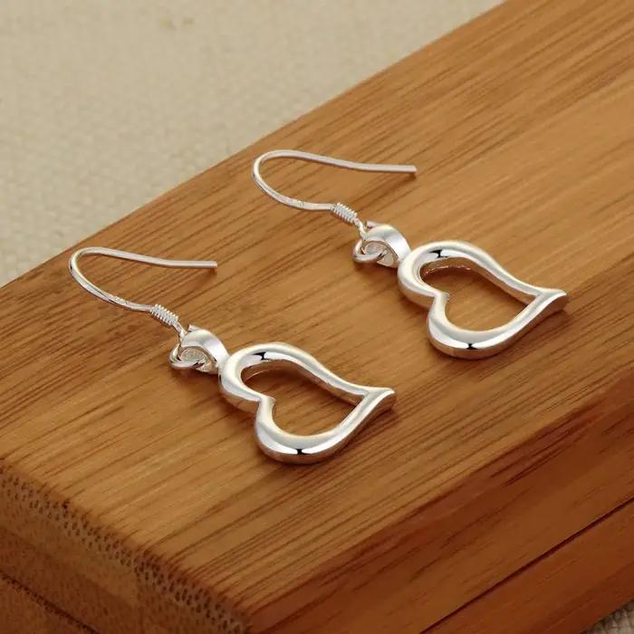 Boucles d'oreilles coeur en argent regardé 925 pour femme