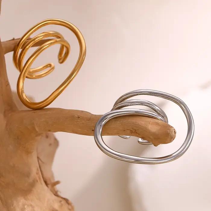 E.B.belle-Bague à Lignes Géométriques Déformées pour Femme