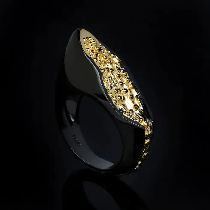 Bague rétro géométrique en or noir pour femmes, soirée chic, style classique, bijou certifié, zirconium, ajustement facile, cadeau spécial