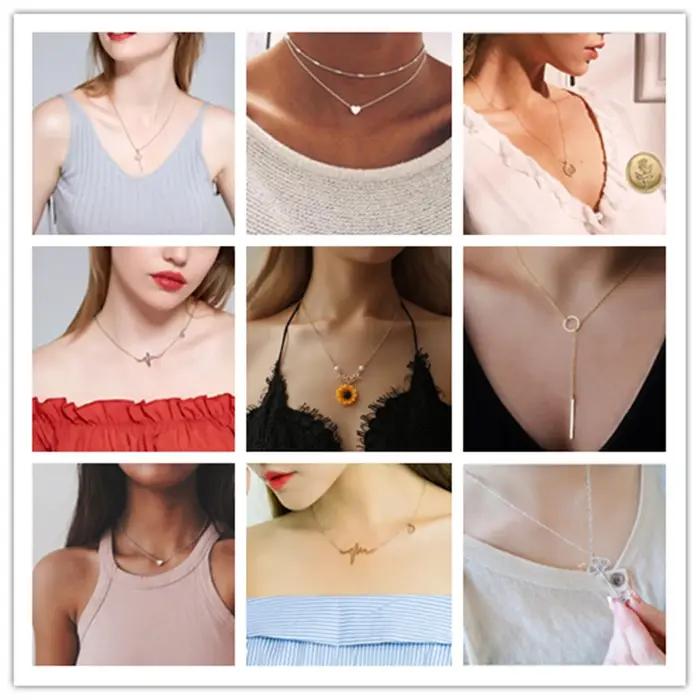 Vintage petit coeur collier pour femmes chaîne courte