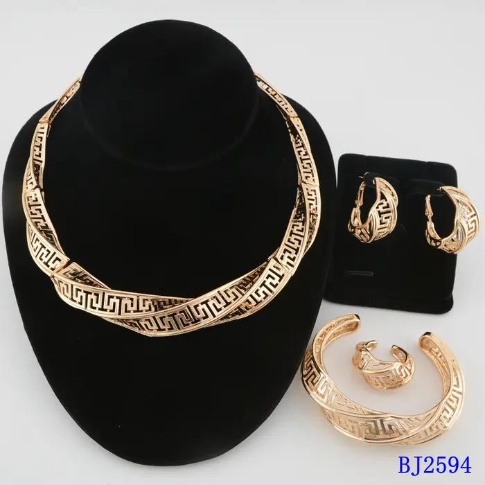 Ensemble de bijoux africains de haute qualité, plaqué or, 4 pièces, hypoallergénique, résistant à la