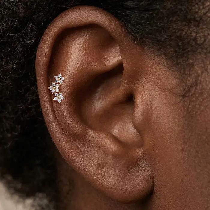 DIeSchein Boucles d'oreilles clous en or massif 14K pour femme