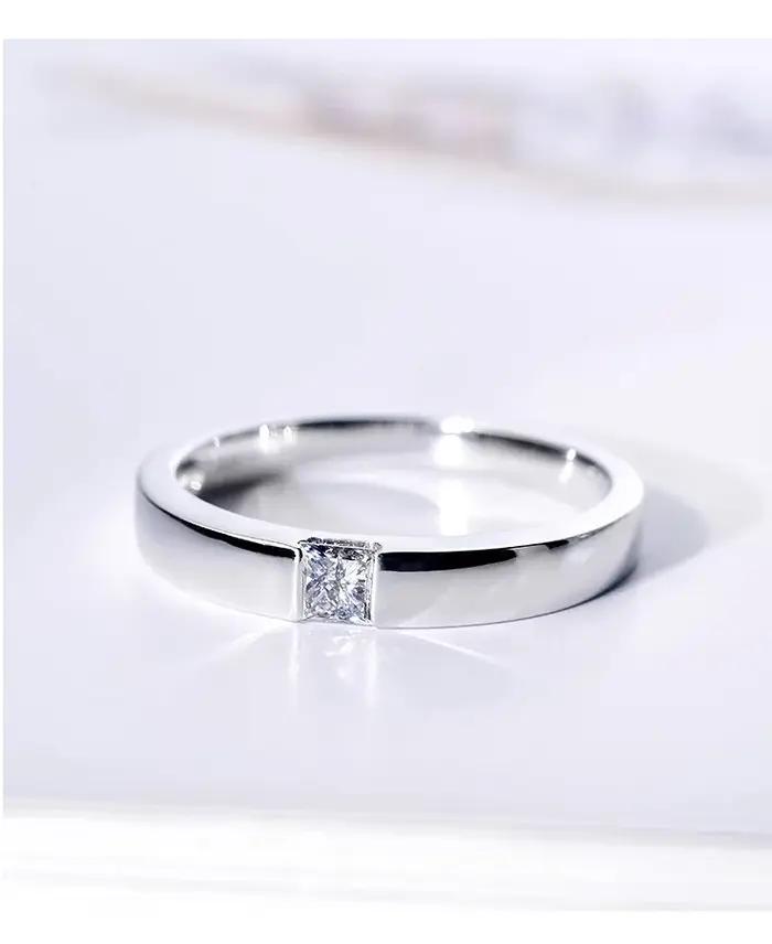 Bague de Couple en or blanc 18 carats pour hommes et femmes