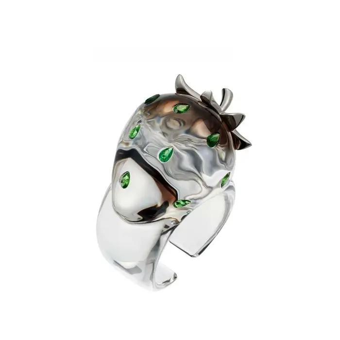 Bague fraise transparente rouge punk design unisexe bagues de cocktail à la mode pour femmes et hommes occasions spéciales fantaisie