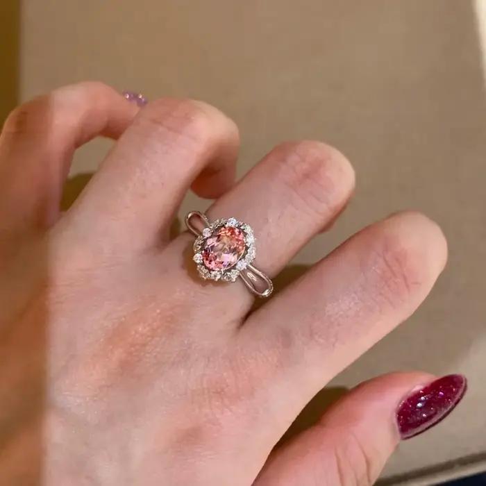 Bague en argent sterling avec diamant rose à franges pour filles, bijoux simples et élégants, adapté