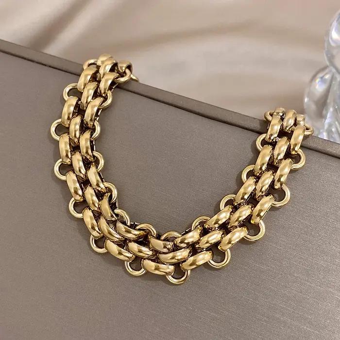 Bracelet à chaîne épaisse en acier inoxydable pour femmes