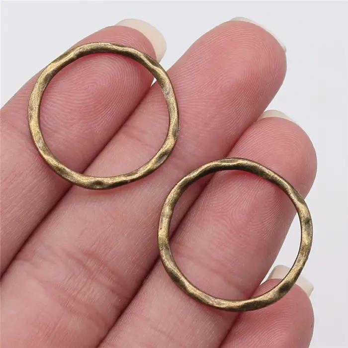 WYSIWYG 10 pièces breloques anneau irrégulier Antique argent couleur alliage bricolage fabrication de bijoux accessoires 23x24mm
