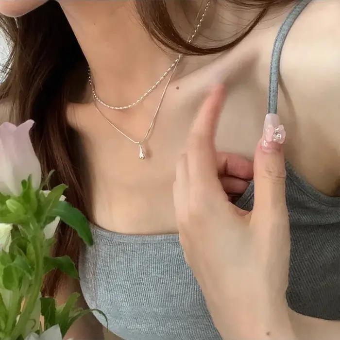 Collier avec pendentif goutte en argent Sterling 925 pour femmes