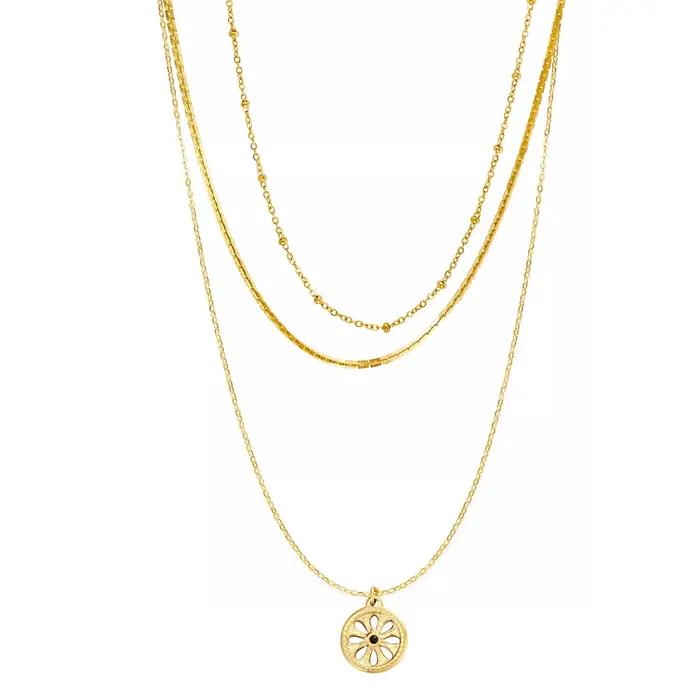 Interface & Free-Collier multicouche en acier inoxydable pour femme